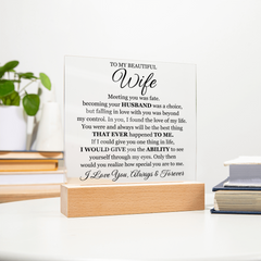 To My Beautiful Wife (Printed) – Acrylic Square